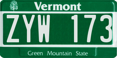 VT license plate ZYW173