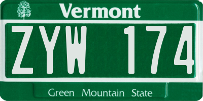 VT license plate ZYW174