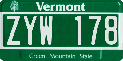 VT license plate ZYW178