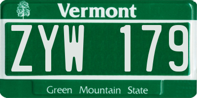 VT license plate ZYW179
