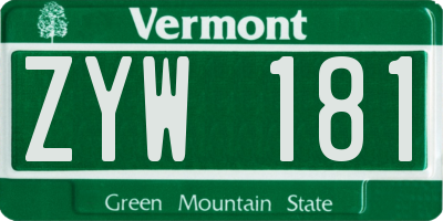 VT license plate ZYW181