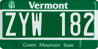 VT license plate ZYW182