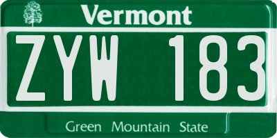 VT license plate ZYW183