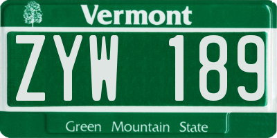 VT license plate ZYW189
