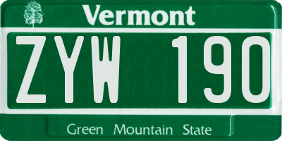 VT license plate ZYW190