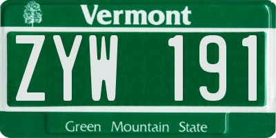 VT license plate ZYW191