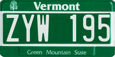 VT license plate ZYW195