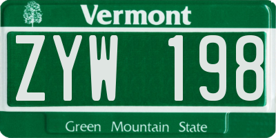 VT license plate ZYW198