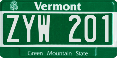 VT license plate ZYW201