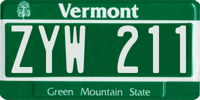 VT license plate ZYW211