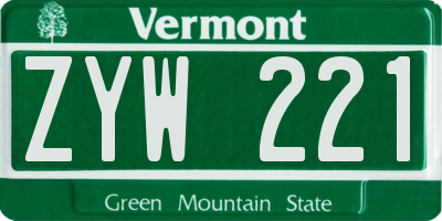 VT license plate ZYW221