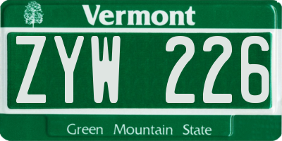 VT license plate ZYW226