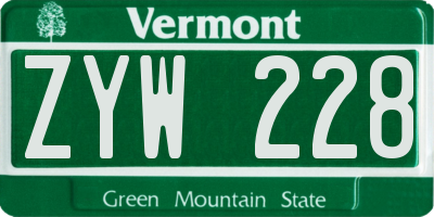VT license plate ZYW228