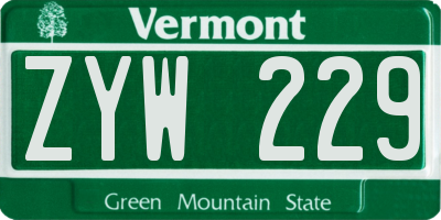 VT license plate ZYW229