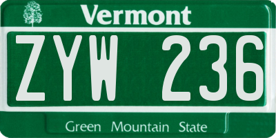 VT license plate ZYW236