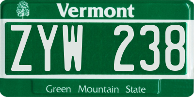 VT license plate ZYW238