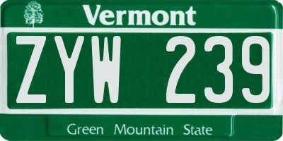 VT license plate ZYW239