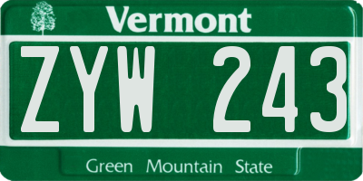 VT license plate ZYW243