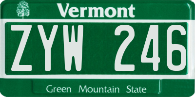 VT license plate ZYW246