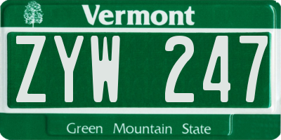 VT license plate ZYW247