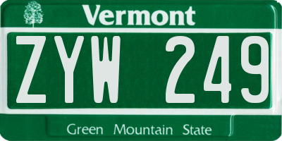 VT license plate ZYW249