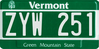 VT license plate ZYW251