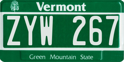 VT license plate ZYW267
