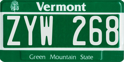 VT license plate ZYW268
