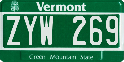 VT license plate ZYW269