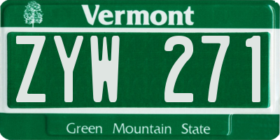 VT license plate ZYW271