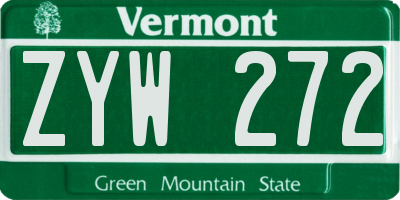 VT license plate ZYW272