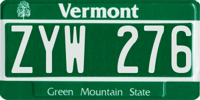 VT license plate ZYW276