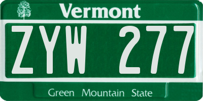 VT license plate ZYW277
