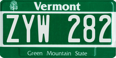 VT license plate ZYW282