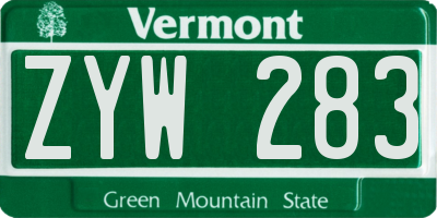 VT license plate ZYW283