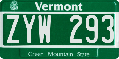 VT license plate ZYW293