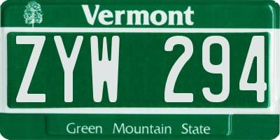 VT license plate ZYW294