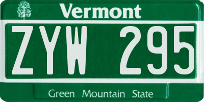 VT license plate ZYW295