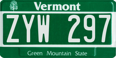 VT license plate ZYW297