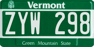 VT license plate ZYW298