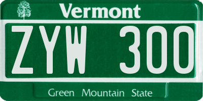 VT license plate ZYW300