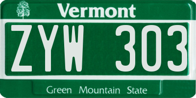 VT license plate ZYW303