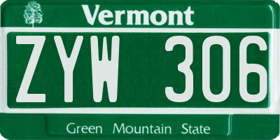 VT license plate ZYW306
