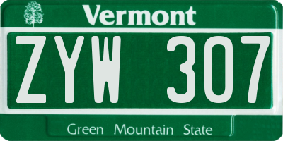 VT license plate ZYW307