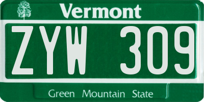 VT license plate ZYW309