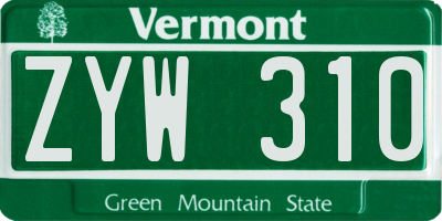 VT license plate ZYW310