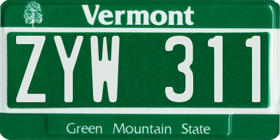 VT license plate ZYW311