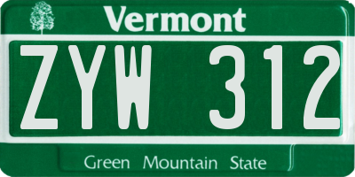 VT license plate ZYW312