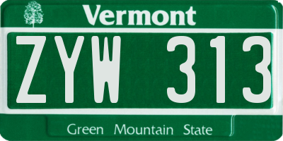 VT license plate ZYW313