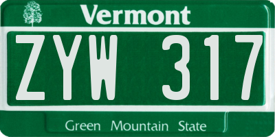VT license plate ZYW317
